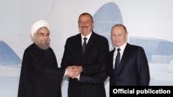 İlham Əliyev, Vladimir Putin və Həsən Ruhani 