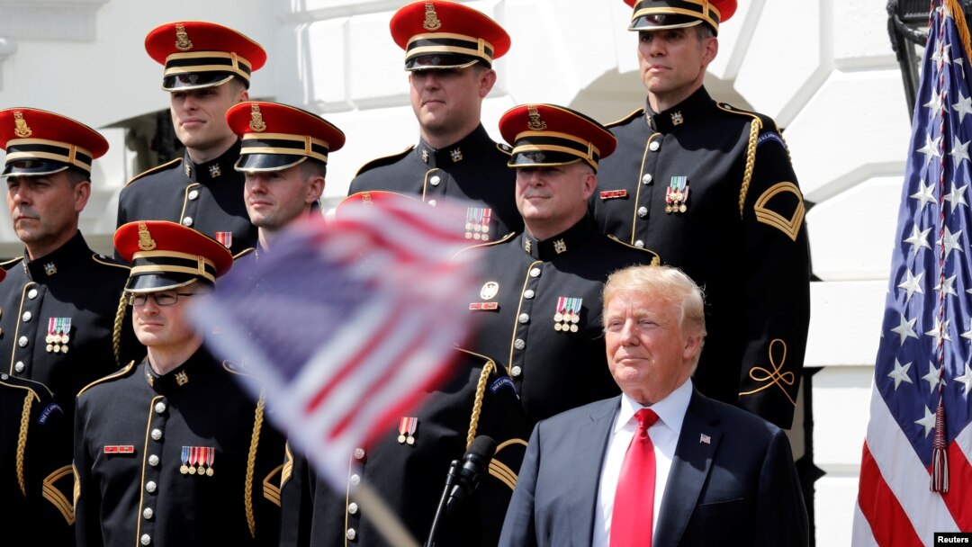 U.S. President Donald Trump participates in a "celebration of the American flag" event on the South Lawn of the White House in Washington, June 5, 2018.
