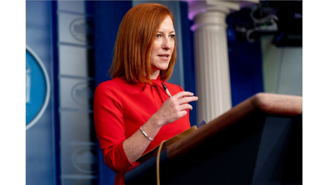 White House press secretary Jen Psaki speaks during a press briefing at the White House, March 18, 2021, in Washington.