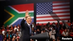 Presiden AS Barack Obama di University of Johannesburg Soweto, Afrika Selatan (29/6). (Reuters/Jason Reed) 