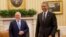 Iroq Bosh vaziri Haydar al-Abadiy Oq uyda AQSh rahbari Barak Obama bilan, 14-aprel, 2015