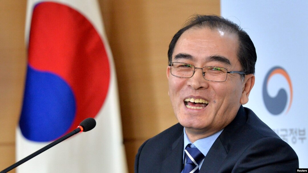 Thae Yong Ho, the former North Korean deputy ambassador to London, appears at a news conference at the Government Complex in Seoul, South Korea, Dec. 27, 2016.