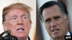 El senador entrante por Utah, Mitt Romney, derecha, criticó el martes 1 de enero de 2019 en un artículo periodístico algunas de las políticas del presidente Donald Trump.