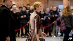 Ivanka Trump, daughter of President-elect Donald Trump departs Trump Tower, in New York, Jan. 6, 2017.