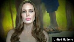 UNHCR Special Envoy Angelina Jolie delivers the message: 'No one chooses to be a refugee'