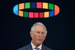 FILE - Britain's Prince Charles delivers a speech at the World Economic Forum in Davos, Switzerland, Jan. 22, 2020.