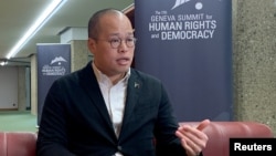 Sebastien Lei, the son of Hong Kong pro-democracy advocate Jimmy Lai, attends an interview with Reuters ahead of the 17th Geneva Summit for human rights and democracy in Geneva, Feb. 17, 2025. 