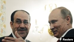 Umushikiranganji wa mbere wa Iraki, Nuri al-Maliki ari kumwe na prezida w'Uburusiay, Vladimir Putin