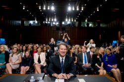 FILE - Supreme Court nominee Brett Kavanaugh, a federal appeals court judge, appears before the Senate Judiciary Committee on Capitol Hill in Washington, Sept. 4, 2018, to begin his confirmation to replace retired Justice Anthony Kennedy.