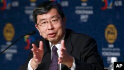 The Asian Development Bank (ADB) President Takehiko Nakao speaks during the opening press conference of the ADB annual meeting in Yokohama, May 4, 2017. The ADB agreed to team up with a Japanese aid agency to help Asia-Pacific countries better cope with pandemics and have equal access to quality and affordable medical services.