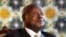 FILE - Ugandan President Yoweri Museveni speaks to reporters at the Akasaka Palace state guesthouse in Tokyo, Sept. 12, 2015. 