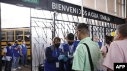 This handout picture released by the Guatemalan Presidency shows released Nicaraguan political prisoner upon arrival at the Air Force Base in Guatemala City on September 5, 2024.