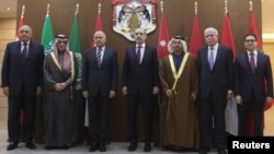 Arab foreign ministers and the head of the Arab League pose before their meeting to discuss the U.S decision to recognize Jerusalem as Israel's capital, in Amman, Jordan, Jan. 6, 2018. Petra News Agency/Handout