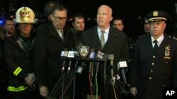 In this image made from video provided by WNYW, New York City Police Commissioner James O'Neill speaks during a press conference a deadly helicopter crash in New York on Sunday, March 11, 2018. 