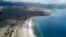 This aerial picture taken April 9, 2021, shows the shore of the southwestern Turkey Salda lake, in Burdur province.