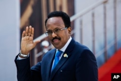 FILE - Somalia President Mohamed Abdullahi Mohamed arrives for the swearing-in ceremony of Cyril Ramaphosa in Pretoria, South Africa, May 25, 2019.