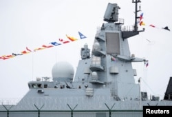 Russian frigate Admiral Gorshkov ahead of scheduled naval exercises with South African and Chinese navies in Richards Bay