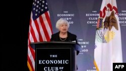 2024年1月25日，美国财政部长耶伦在芝加哥经济俱乐部发表讲话。（法新社）