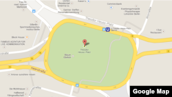 Theodor Heuss Platz in Berlin, Germany is seen on a corrected Google Maps screenshot.