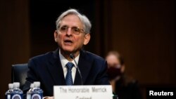 El nominado a secretario de Justicia de EE.UU., Merrick Garland, durante su audiencia de confirmación ante la Comisión Judicial del Senado, en Washington, el 22 de febrero de 2021.