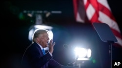 President Donald Trump speaks during a campaign rally at Arnold Palmer Regional Airport, Sept. 3, 2020, in Latrobe, Pa. 
