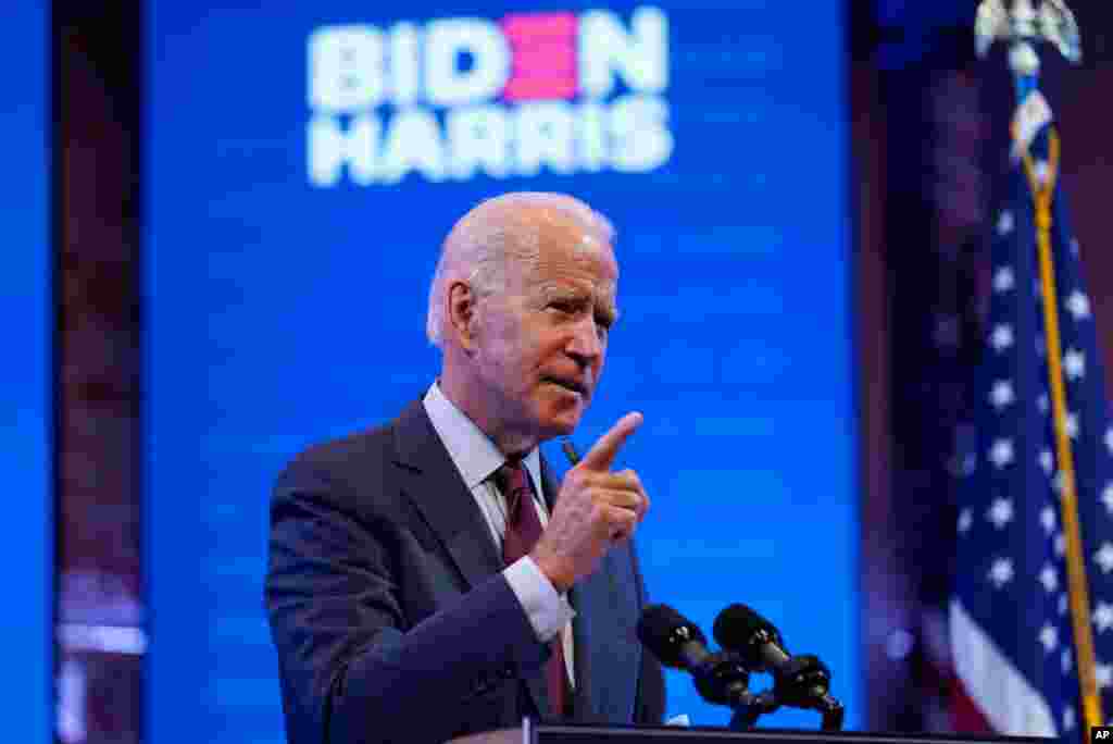 Democratic presidential candidate former Vice President Joe Biden gives a speech on the Supreme Court at The Queen Theater, Sept. 27, 2020, in Wilmington, Del.