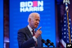 Democratic presidential candidate former Vice President Joe Biden gives a speech on the Supreme Court at The Queen Theater, Sept. 27, 2020, in Wilmington, Del.