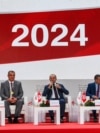 Farouk Bouasker (C), president of the High Independent Authority for Elections (ISIE), speaks during a press conference in Tunis on Oct. 6, 2024. 