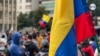 Manifestantes en el Parque Nacional, en Bogotá, el viernes 7 de mayo de 2021. [Foto: Karen Sánchez, VOA]