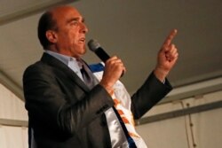 Uruguay's presidential candidate Daniel Martinez of Frente Amplio addresses supporters in Montevideo, Uruguay, Oct. 27, 2019.