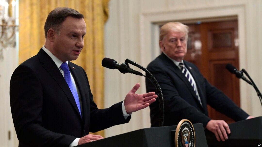 Tổng thống Mỹ Donald Trump và Tổng thống Ba Lan Andrzej Duda, tại cuộc họp báo chung ở Tòa Bạch Ốc ngày 18/9/2018. 