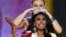 Miss America contestant, Miss New York Nina Davuluri, 24, reacts as she is chosen as winner of the 2014 Miss America Pageant in Atlantic City, New Jersey, Sept. 15, 2013.