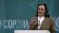 Kamala Harris falando no Dubai