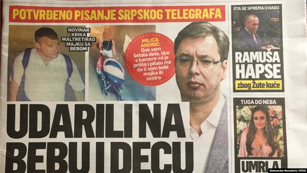 Naslovna strana Srpskog Telegrafa za 23. juli 2019. godine, Foto: VOA