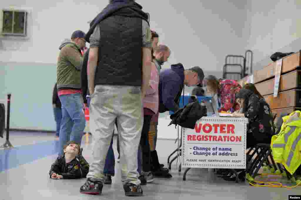 People vote at the Longley Elementary School in Maine&#39;s 2nd congressional district to cast their votes in Lewiston, Maine, Nov. 5, 2024.