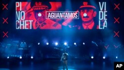 Singer-songwriter Rene Perez Joglar, also known as Residente, performs during his concert at the Auditorio Nacional in Mexico City, Saturday, June 17, 2017. Puerto Rican rapper Residente’s first solo album post-Calle 13 has received a leading nine nominations for this year’s Latin Grammys, including for record, song and album of the year. 