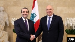 Hevdîtina Wezîrê Derve yê Sûrîyê Ese'ed el Şeybanî ligel Seorkê Libnanê Joseph Aoun. Beyrût, 2'ê Tîrmehê, 2026.