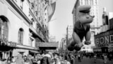 FILE - A helium-filled Popeye balloon appears in the 33rd Macy's Thanksgiving Day Parade in New York on Nov. 26, 1959. (AP Photo/File)