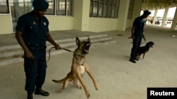 Police officers guard the Chaize stadium in Cabinda, (File photo). 