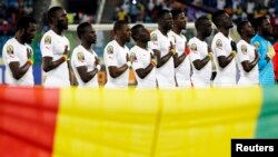 L‘équipe sénégalaise lors de la rencontre contre l’Algérie à la Coupe des Nations, Malabo, Guinée, 27 janvier 2015. 