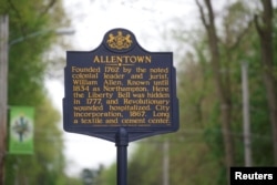 A historical marker in Allentown, Pennsylvania, May 5, 2018.