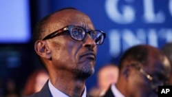 FILE - Rwandan President Paul Kagame attends a session at the Clinton Global Initiative, New York, Sept. 22, 2014.