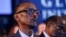 FILE - Rwandan President Paul Kagame attends session at the Clinton Global Initiative, New York, Sept. 22, 2014.