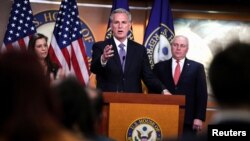 House Minority Leader Rep. Kevin McCarthy (R-CA) presides over a press conference