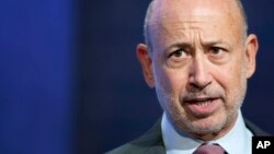 FILE - In this Sept. 24, 2014, photo, Lloyd Blankfein, Chairman and CEO of Goldman Sachs, speaks during a panel discussion at the Clinton Global Initiative, in New York.