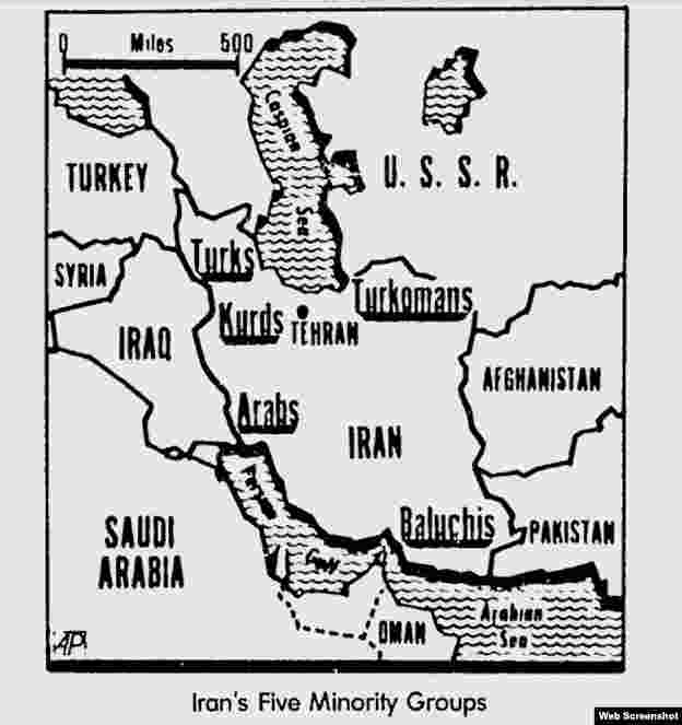 İranda yaşayan qeyri-fars etniklərin xəritəsi Associated Press - 1979