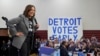 La vicepresidenta candidata demócrata a la presidencia, Kamala Harris, habla durante un evento de campaña en la escuela secundaria Western International en Detroit, el sábado 19 de octubre de 2024. (Foto AP/Jacquelyn Martin