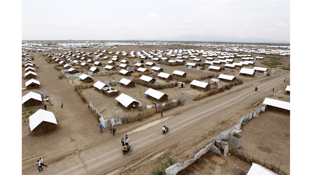 FILE - An aerial view shows houses at the Kakuma refugee camp in Turkana District, northwest of Kenya's capital Nairobi, June 20, 2015.