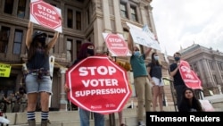 Protest against new voting restrictions in Austin, Texas, May, 11, 2021.