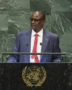 South Sudan's First Vice President Taban Deng Gai speaks during the General Debate of the 73rd session of the General Assembly at the United Nations in New York on Sept. 28, 2018.